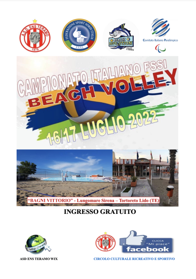Dal 15 al 17 luglio il Beach Volley FSSI si colora di tricolore a Tortoreto Lido