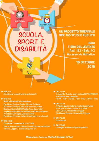 Convegno “SCUOLA, SPORT E DISABILITA’” 19 ottobre 2018