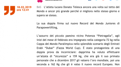 PESI Paralimpici - Doppio Record del Mondo per Donato Telesca