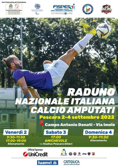 A Pescara dal 2 al 4 settembre la preparazione della Nazionale Italiana Calci...