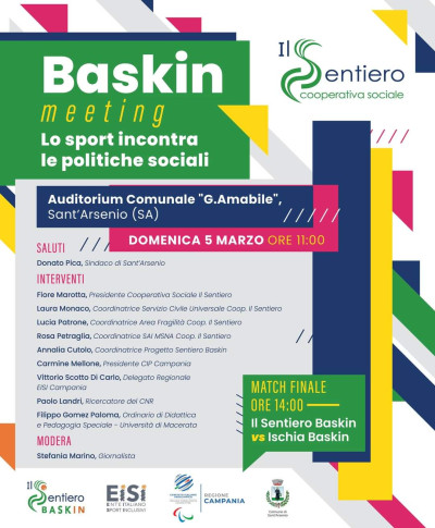 Baskin meeting, lo sport incontra le politiche sociali, Sant'Arsenio (Sa) 5 m...