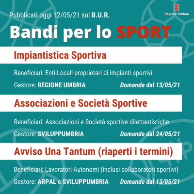 Bandi per lo sport ed avviso una tantum: dove trovarli