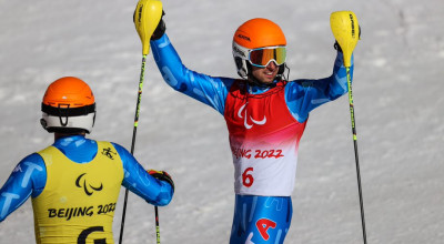 Bertagnolli e Ravelli esultano dopo l'argento vinto in Super G