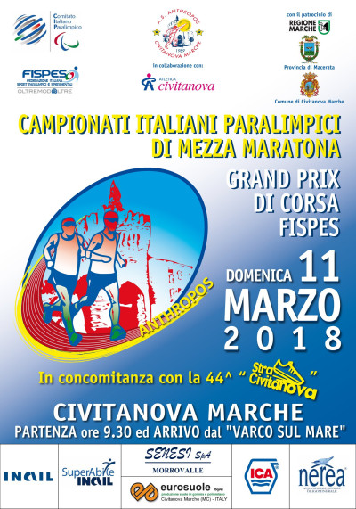 Domenica 11 marzo a Civitanova i Campionati Italiani Paralimpici di Mezza Mar...