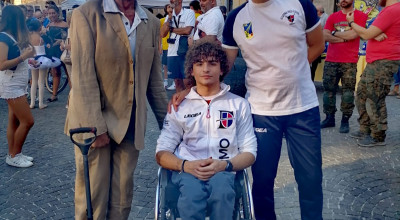 Buon Campionato a Fermo - Presidente Luca Savoiardi e atleta paralimpico Mich...