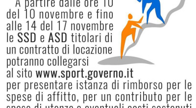 CONTRIBUTO A FONDO PERDUTO ALLE ASD PER AFFITTI, UTENZE E SANIFICAZIONI. SCAD...