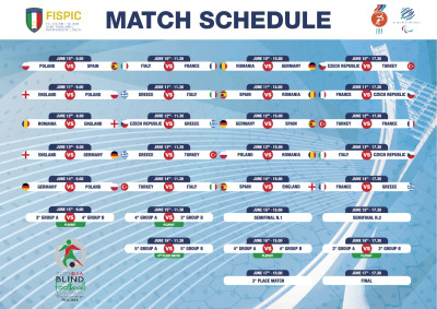 Calendario match Europeo di calcio a 5 IBSA/FISPIC