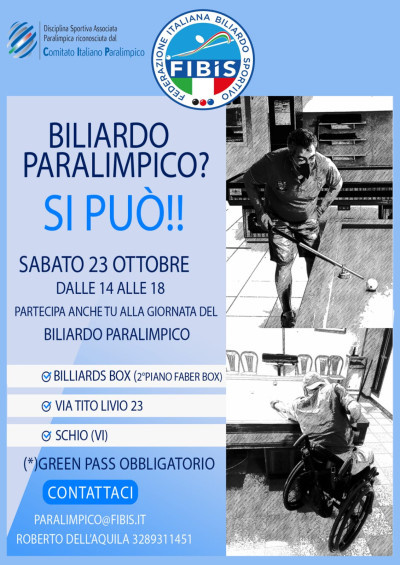 23/10/2021 - BILIARDO PARALIMPICO? SI PUÒ!!