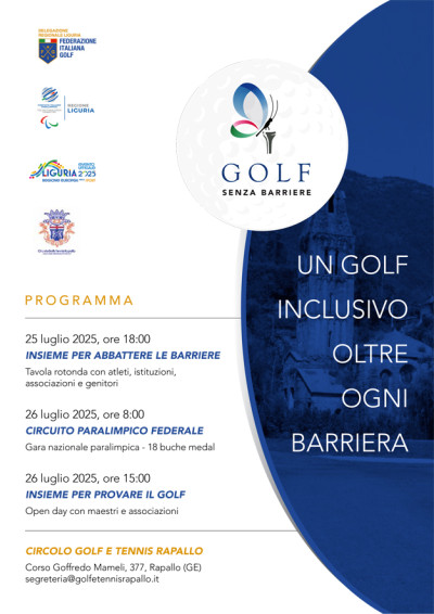 A RAPALLO PRENDE IL VIA IL PROGETTO “GOLF SENZA BARRIERE”: LA LIG...
