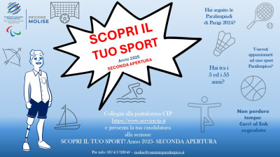 Pubblicazione Avviso pubblico SCOPRI IL TUO SPORT- Anno 2025- SEC...