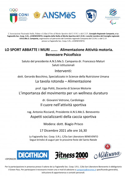 LO SPORT ABBATTI I MURI, BENEVENTO 17 DICEMBRE 2021