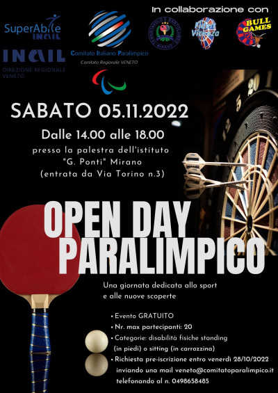 Locandina - OPEN-DAY DI TENNISTAVOLO E FRECCETTE