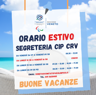 Orari Estivi Segreteria CIP CR VENETO